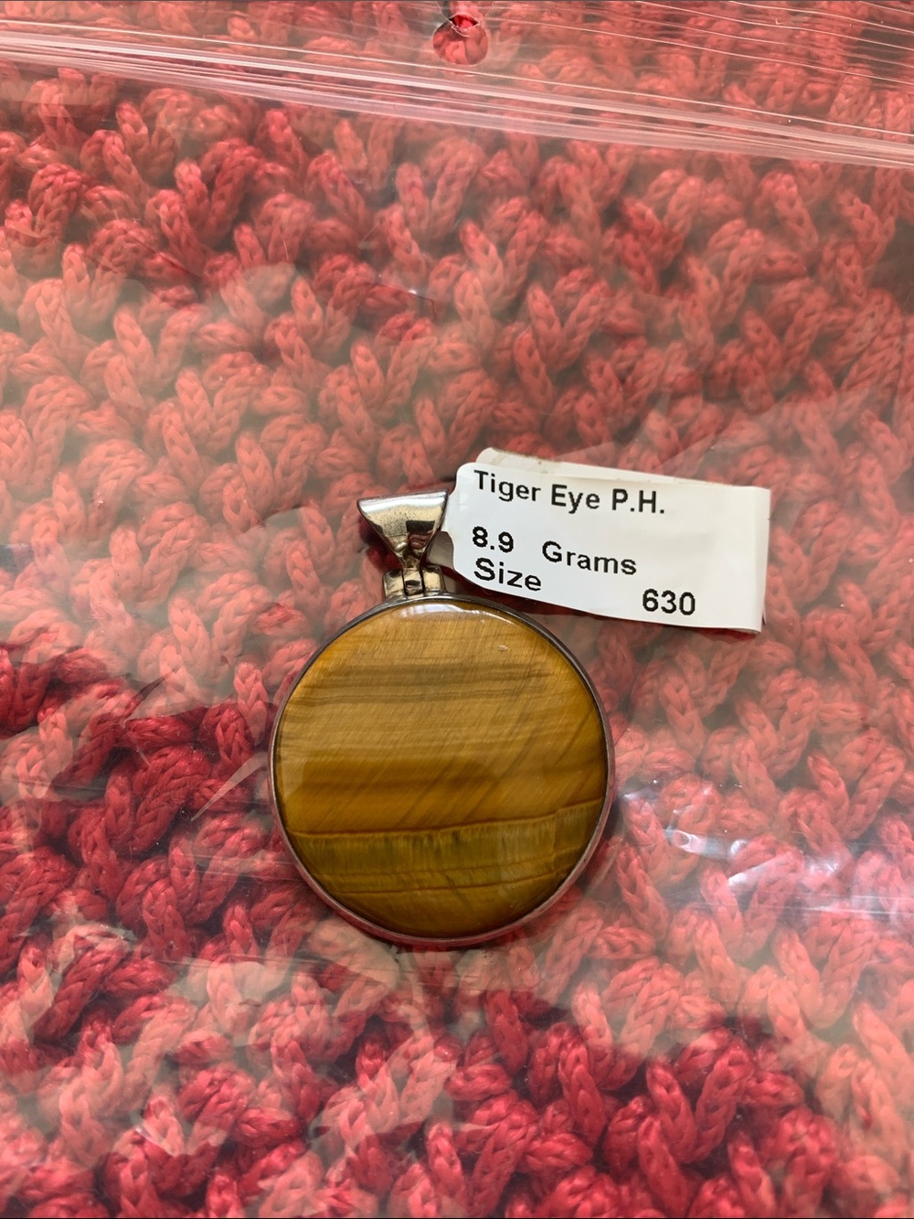 Round Tiger Eye Pendant Necklace — Brown Gold Stone